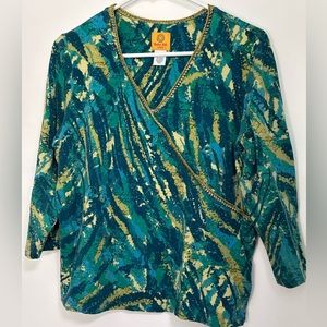 Ruby Road knit faux wrap top. PXL